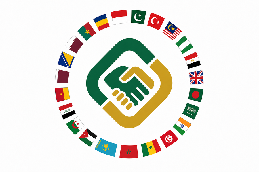 SalamLink logo surrounded by flags of 180+ nations represented at the Haram
